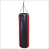 Black punching bags of different sizes and color accents, highlighting their quality construction and suitability for diverse training needs.