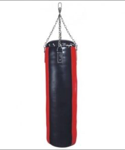 Black punching bags of different sizes and color accents, highlighting their quality construction and suitability for diverse training needs.