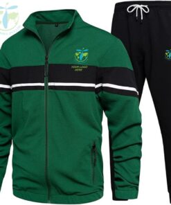 Black & Green Tracksuit by Tatla Impex Customizable Sports Tracksuit for Men and Women Premium Polyester-Cotton Tracksuit for Workout High-Quality Black & Green Training Suit