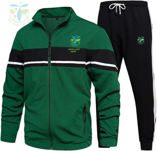 Black & Green Tracksuit by Tatla Impex Customizable Sports Tracksuit for Men and Women Premium Polyester-Cotton Tracksuit for Workout High-Quality Black & Green Training Suit