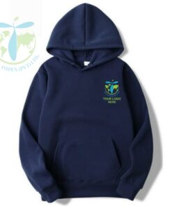 Blue Custom Hoodie with Tatla Impex Logo Premium Blue Hoodie with Front Pocket Comfortable & Stylish Custom Hoodie High-Quality Sportswear Hoodie by Tatla Impex